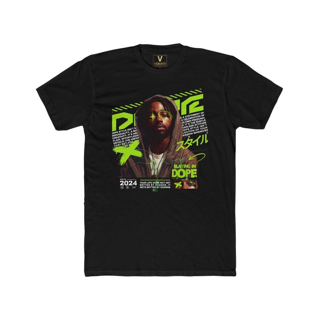 Dope Retro Portrait Tee – Neon Japanese Streetwear Graphic T-Shirt