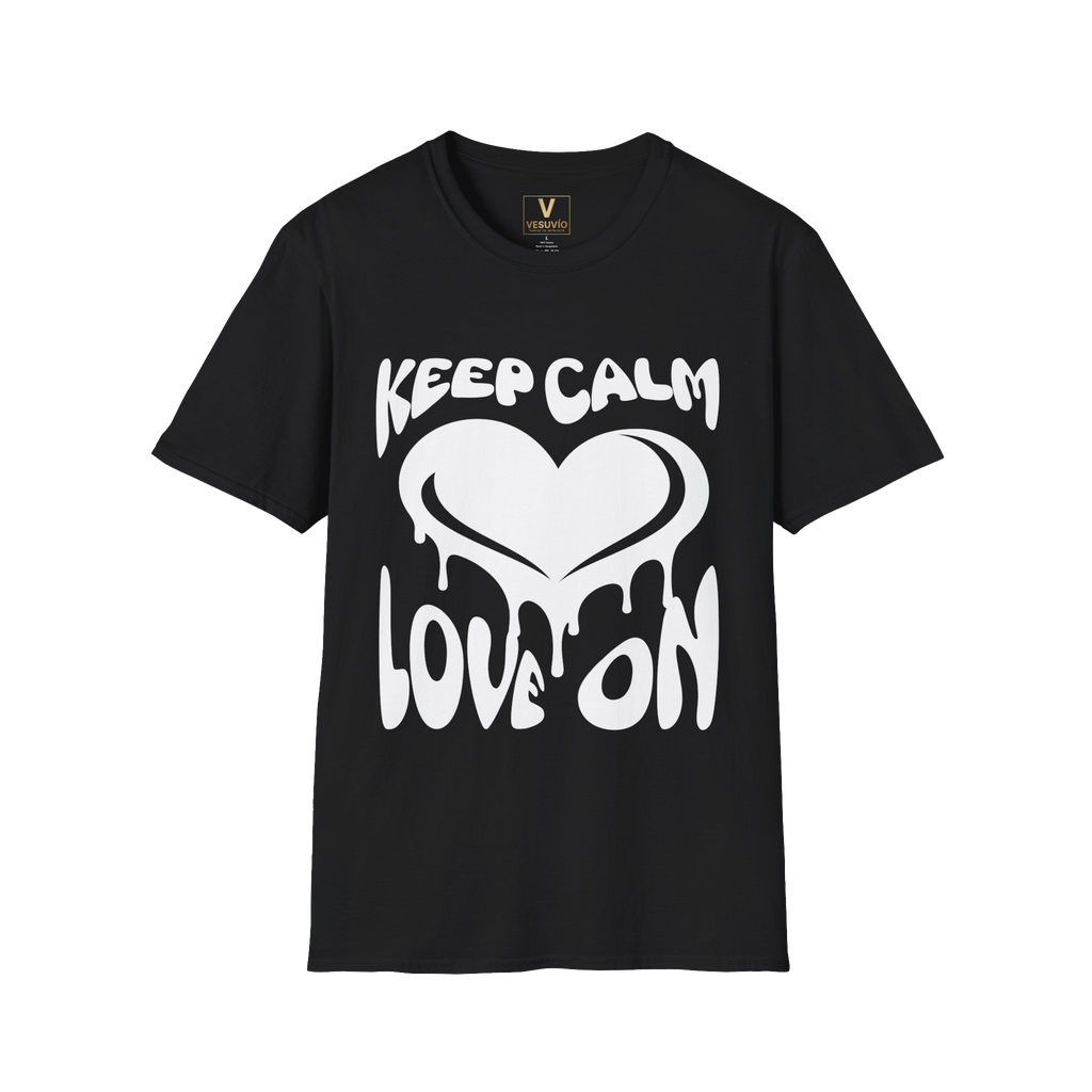 Keep Calm Love On T-Shirt – Dripping Heart Graphic Tee, Romantic Valentine’s Day Gift