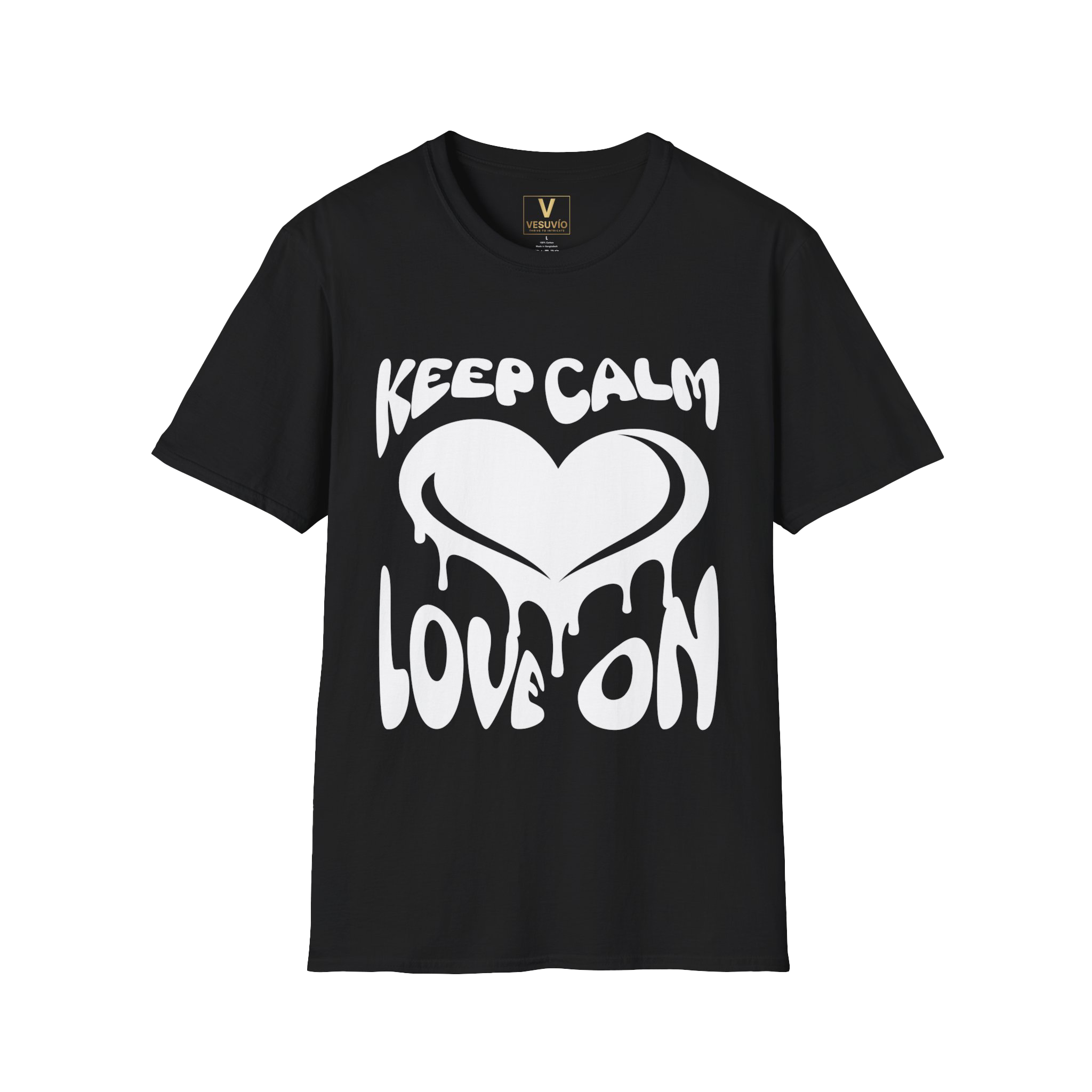Keep Calm Love On T-Shirt – Dripping Heart Graphic Tee, Romantic Valentine’s Day Gift