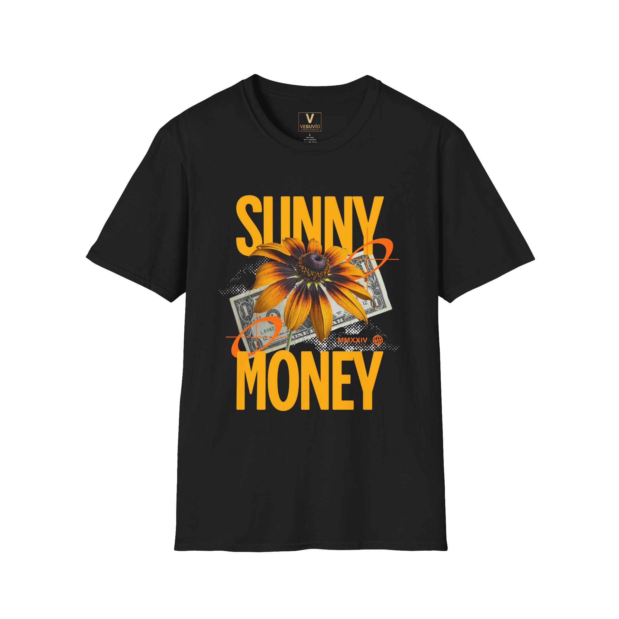Sunny Money T-Shirt — Floral Sunflower & Cash Graphic Tee