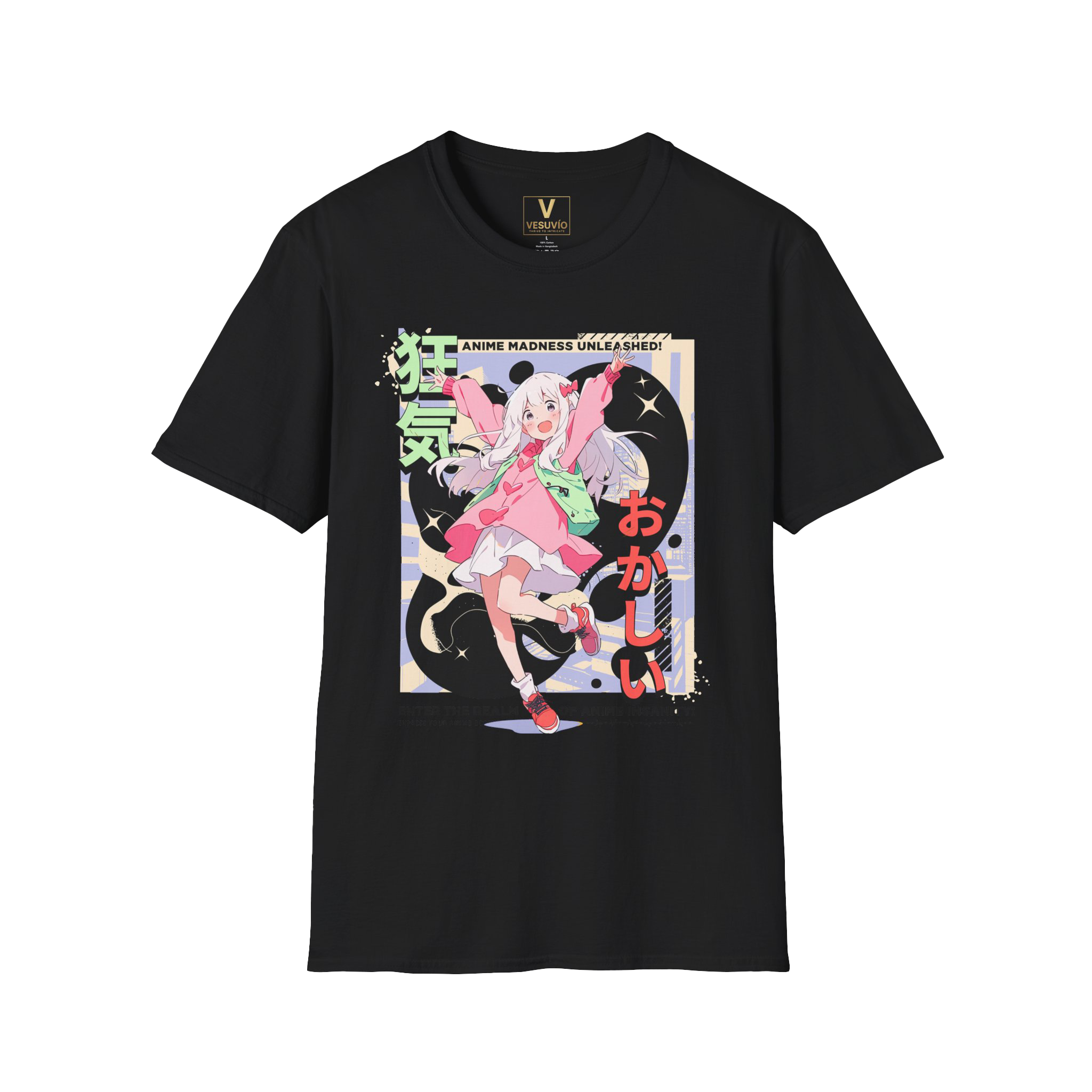 Anime Girl Aesthetic T‑Shirt — Kawaii Pink Bunny Design (おかしい)