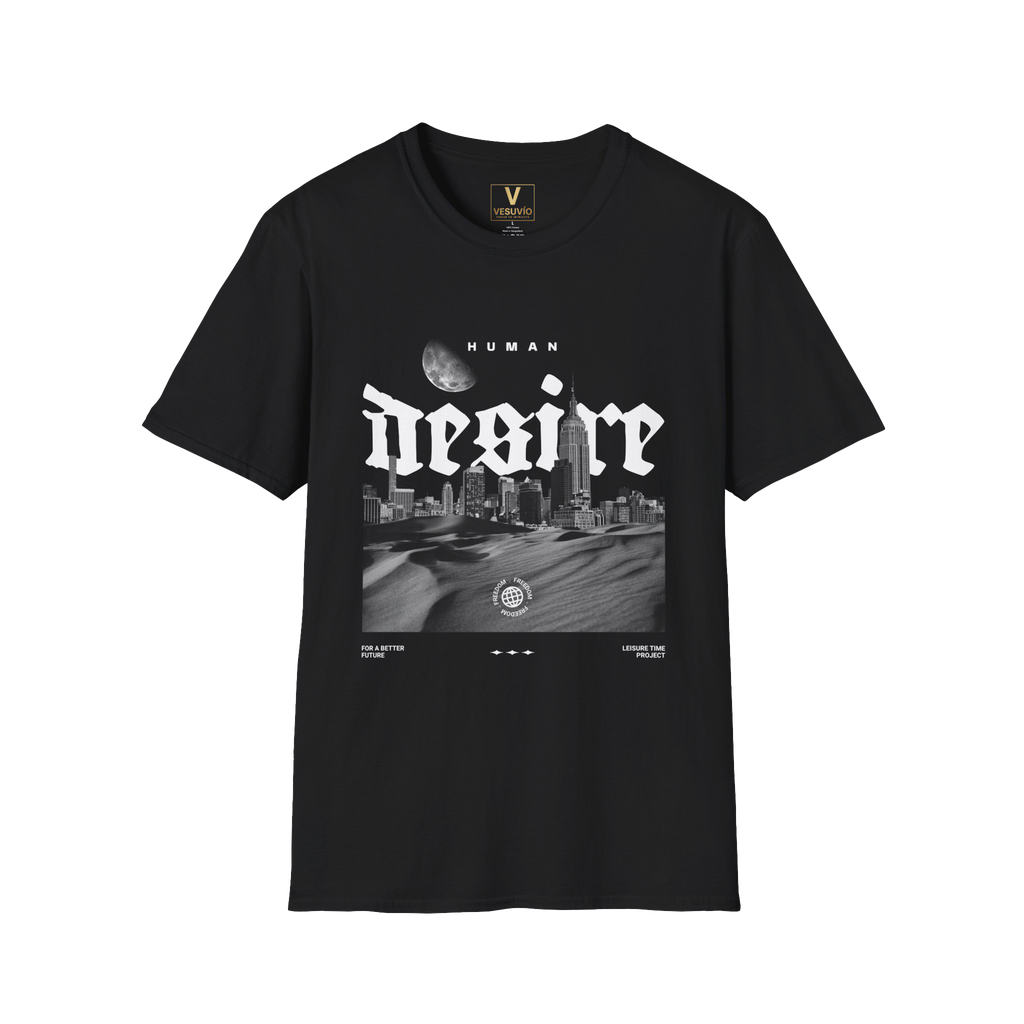 Desire Graphic T-Shirt — Black Gothic Cityscape Tee