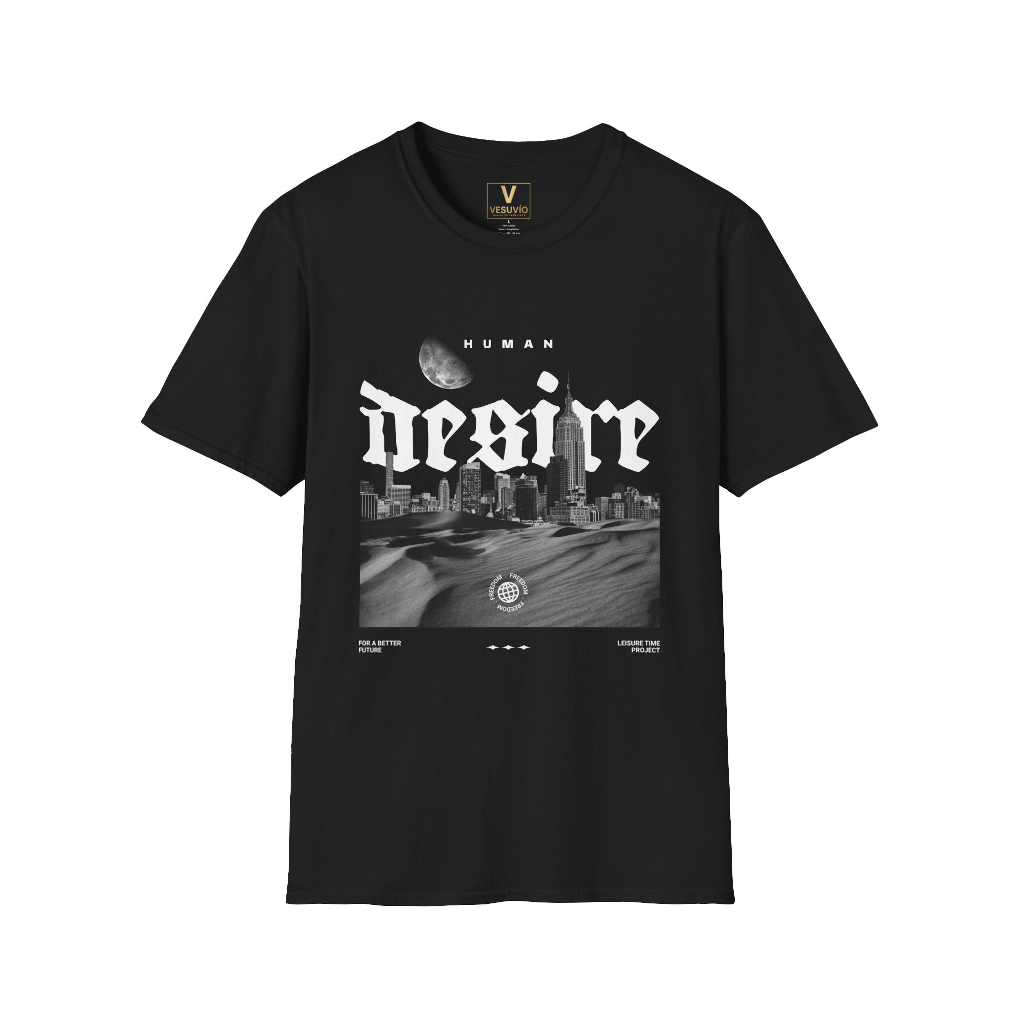 Desire Graphic T-Shirt — Black Gothic Cityscape Tee