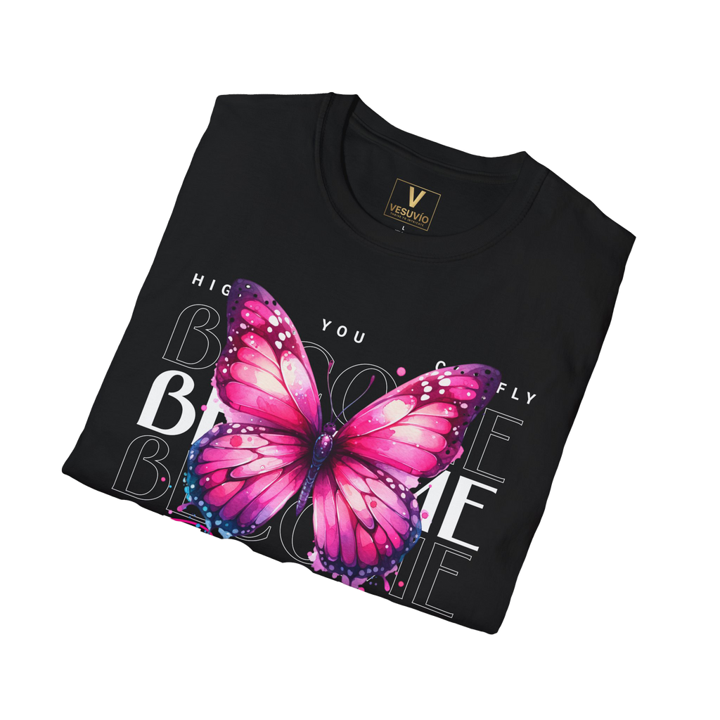 Become Butterfly T-Shirt — Pink Butterfly Graphic Motivational Tee