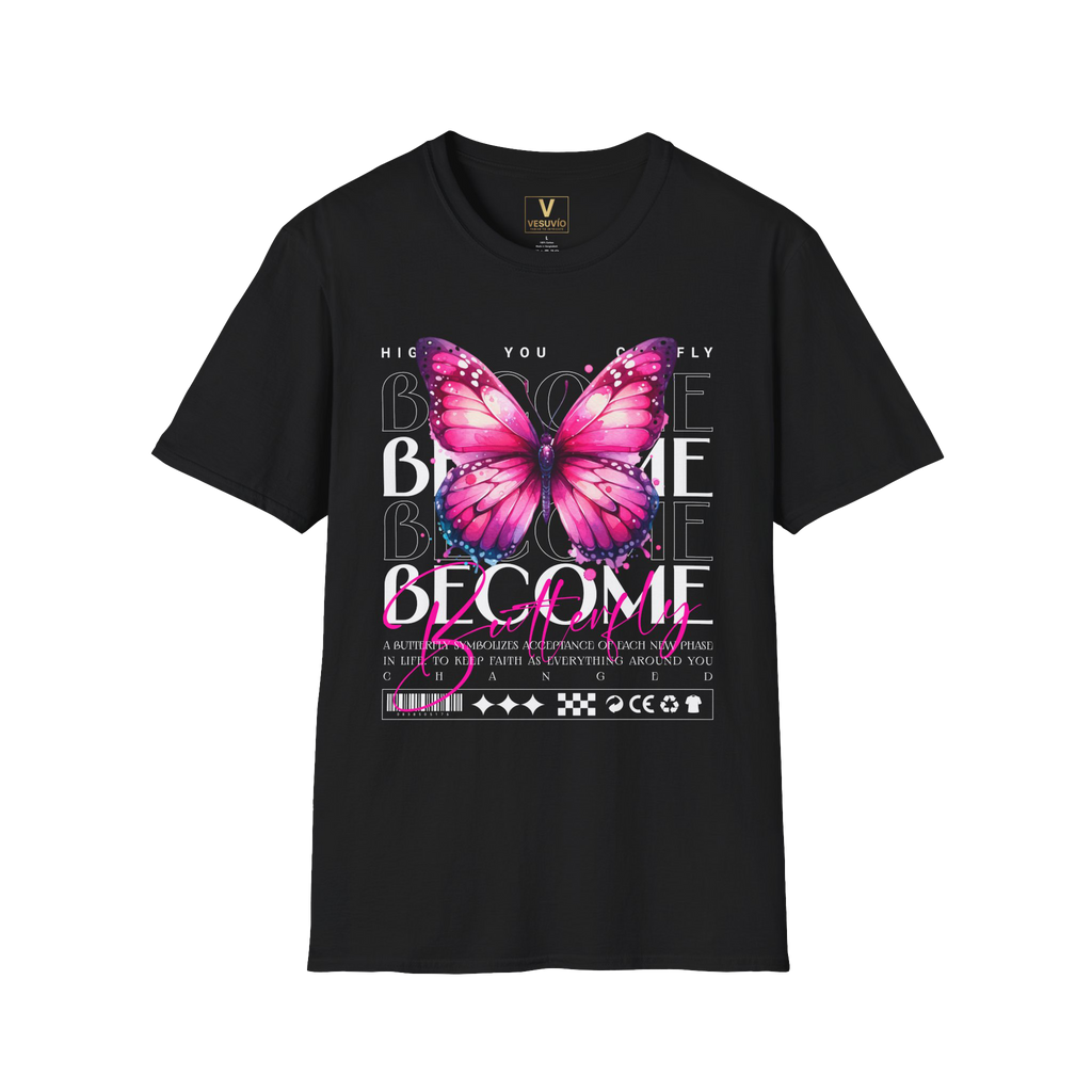 Become Butterfly T-Shirt — Pink Butterfly Graphic Motivational Tee