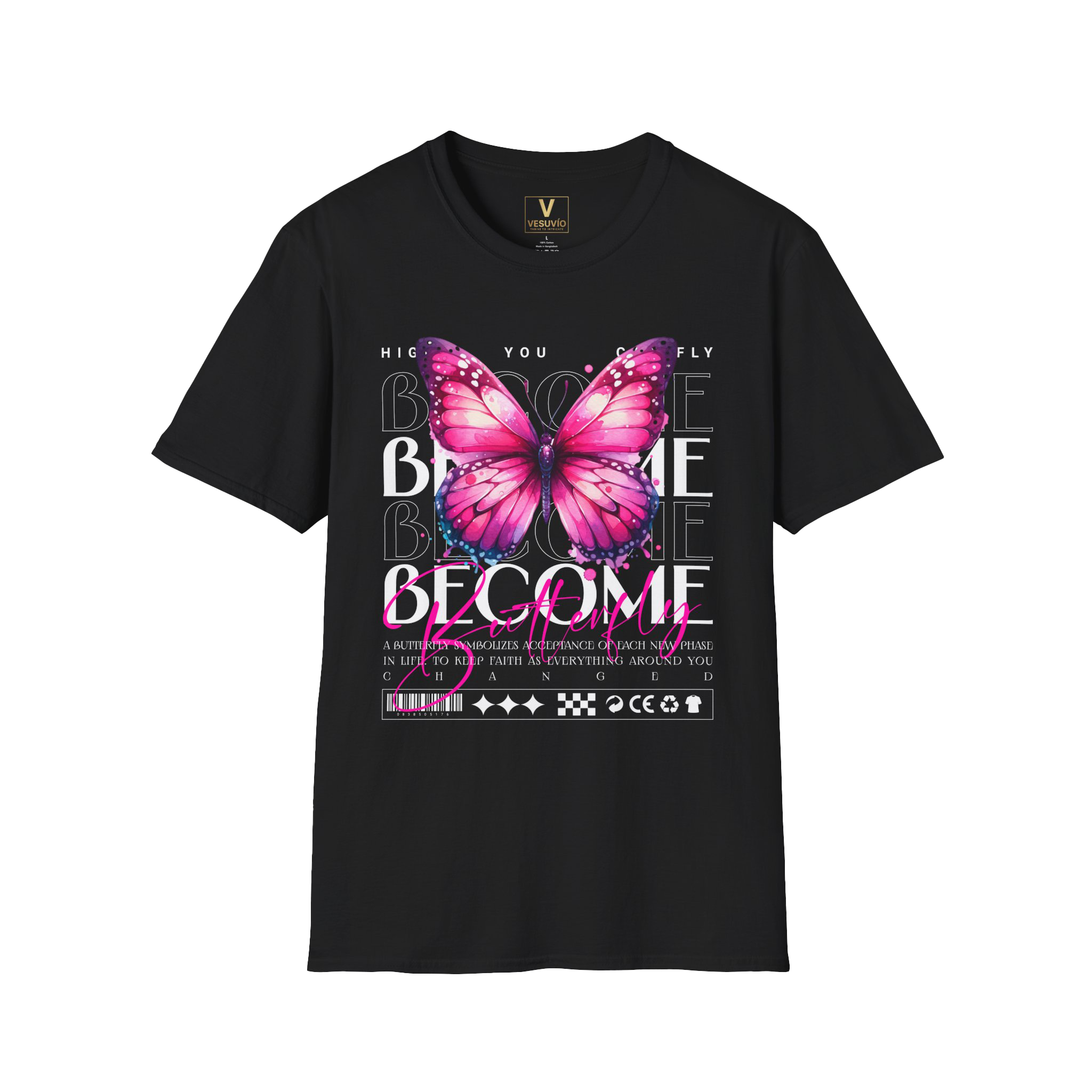 Become Butterfly T-Shirt — Pink Butterfly Graphic Motivational Tee