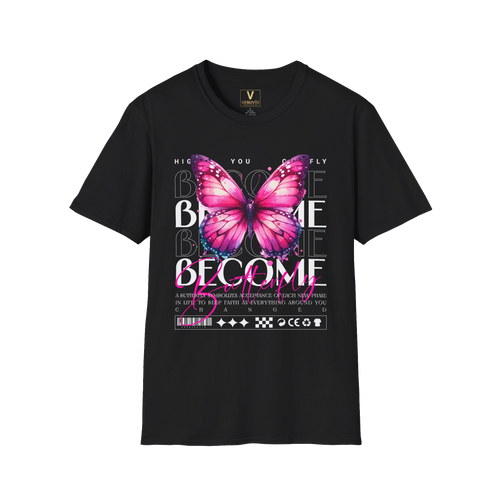 Become Butterfly T-Shirt — Pink Butterfly Graphic Motivational Tee
