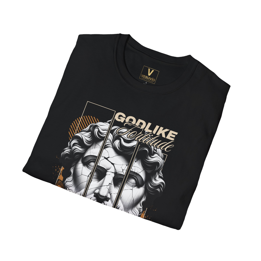 Godlike Classical Bust Graphic T-Shirt | Statue Head, Retro Orange Accents