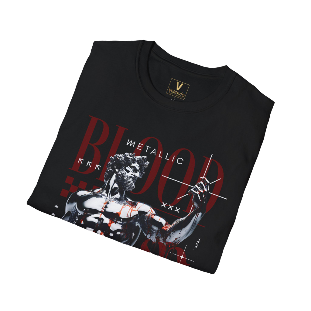 Graphic T‑Shirt — 'BLOOD' Urban Statue Art Tee