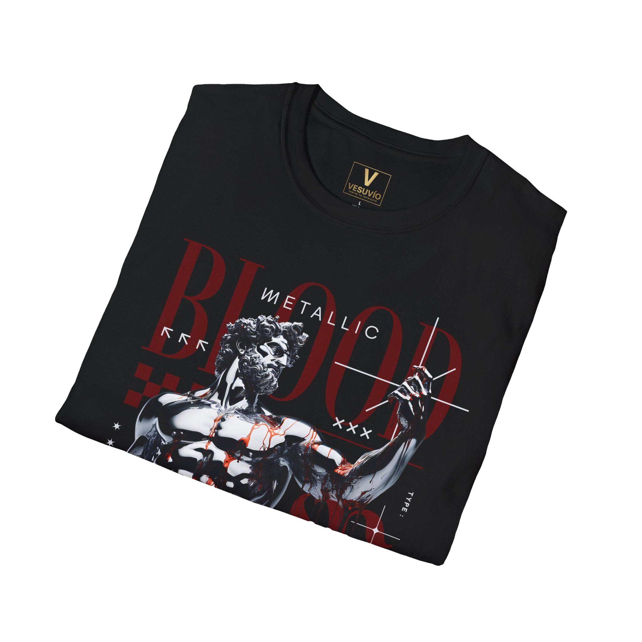 Graphic T‑Shirt — 'BLOOD' Urban Statue Art Tee