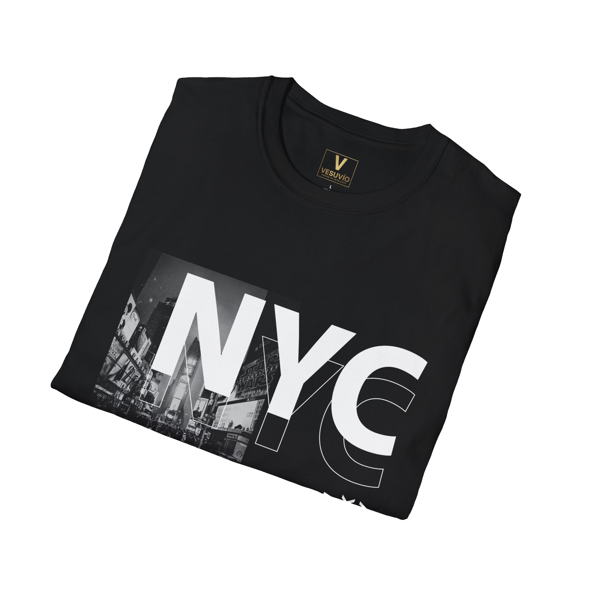 NYC Cityscape Graphic T-Shirt — Vintage Times Square Photo Tee