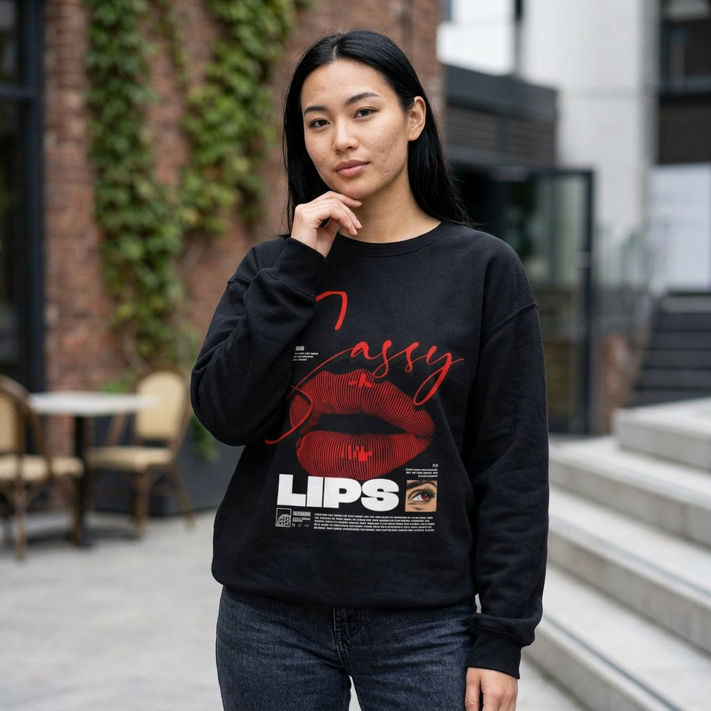 Sassy Red Lips Crewneck Sweatshirt | Graphic Lip Art