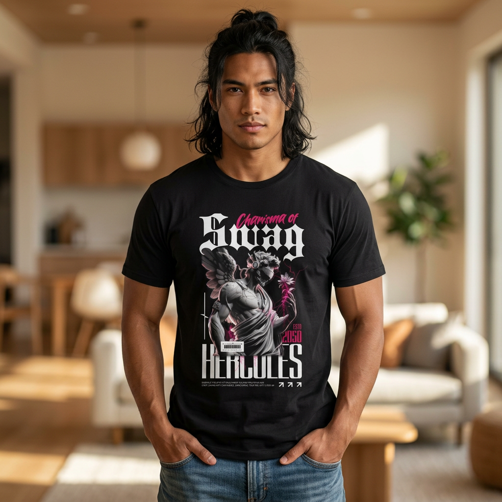 Hercules Statue 'Courage & Swag' Graphic T-Shirt