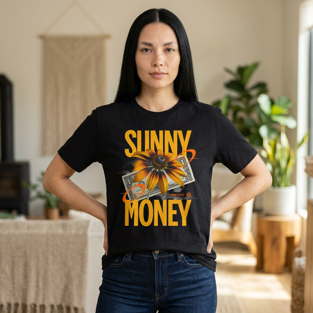 Sunny Money T-Shirt — Floral Sunflower & Cash Graphic Tee