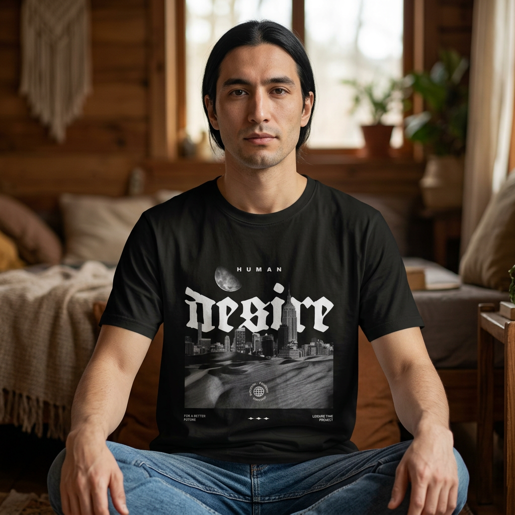 Desire Graphic T-Shirt — Black Gothic Cityscape Tee