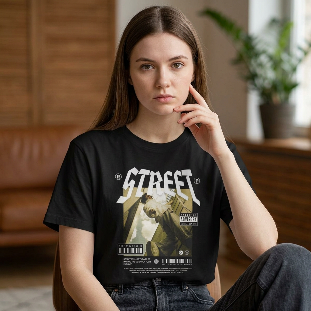 Street Graphic T-Shirt — Urban Vintage Photo Tee with 'STREET' Logo