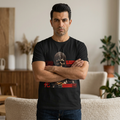Skull & Rose Graphic T-Shirt — Gothic Japanese Kanji Horror Design