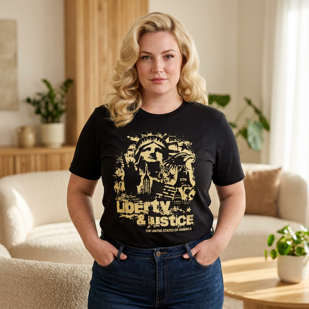 Liberty & Justice Statue of Liberty T-Shirt — Patriotic USA Graphic Tee