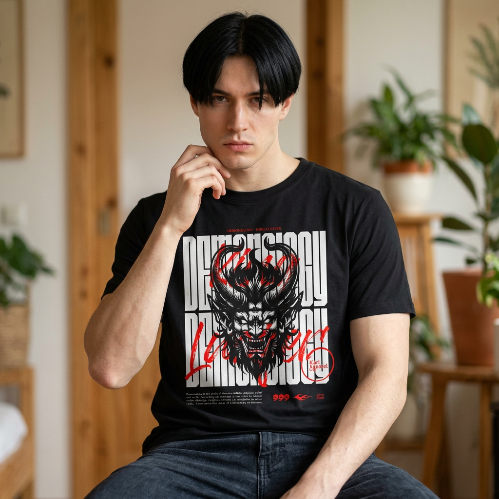 Demonic Skull Graphic T-Shirt — Dark Streetwear Horror Tee