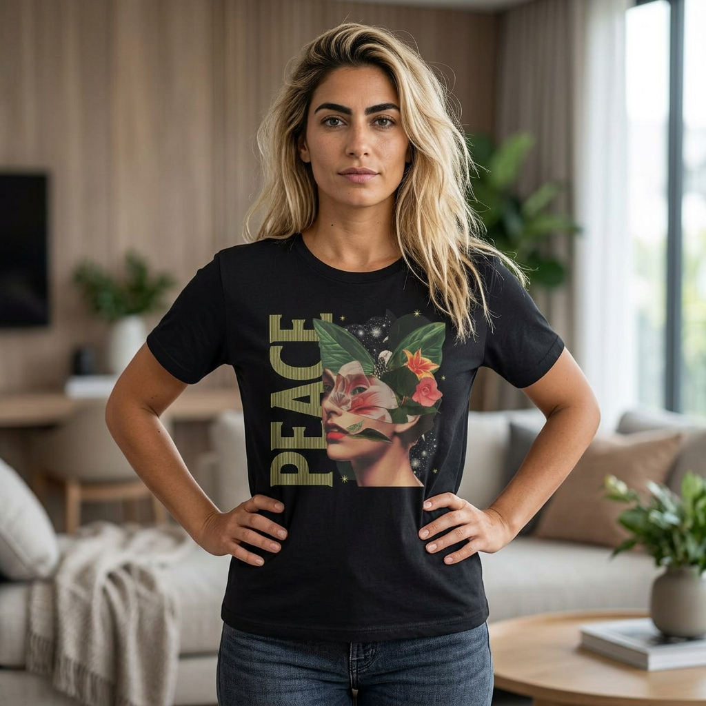 Peace Floral Portrait T-Shirt