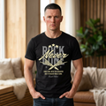 Rock Never Dies T-Shirt — Vintage Skeleton Hands Guitar Tribute Tee