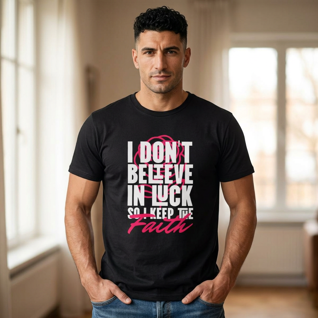 Faith Over Luck T-Shirt — "I Don't Believe In Luck So I Keep the Faith" Inspirational Tee
