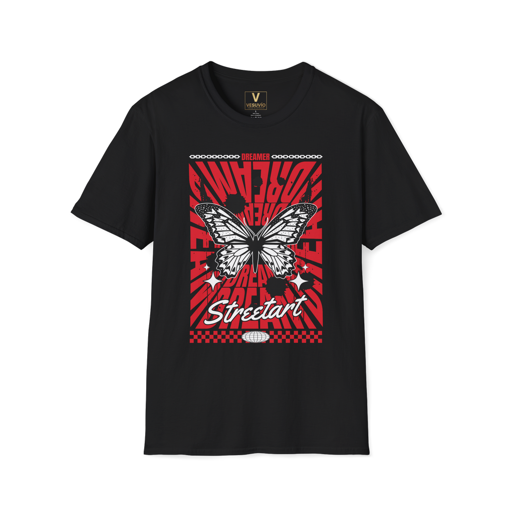 Street Art Butterfly T-Shirt – Red Graphic ‘Streetart’ Design