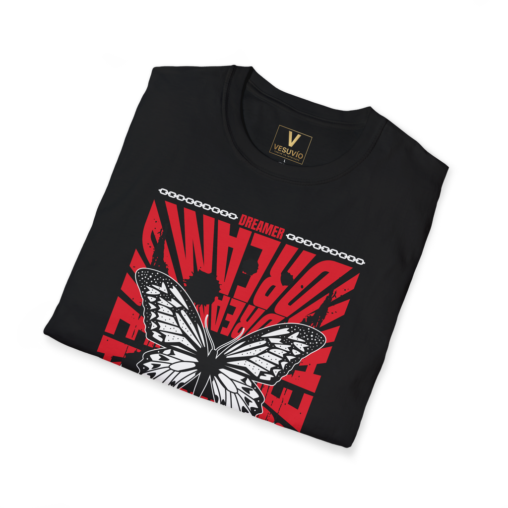 Street Art Butterfly T-Shirt – Red Graphic ‘Streetart’ Design