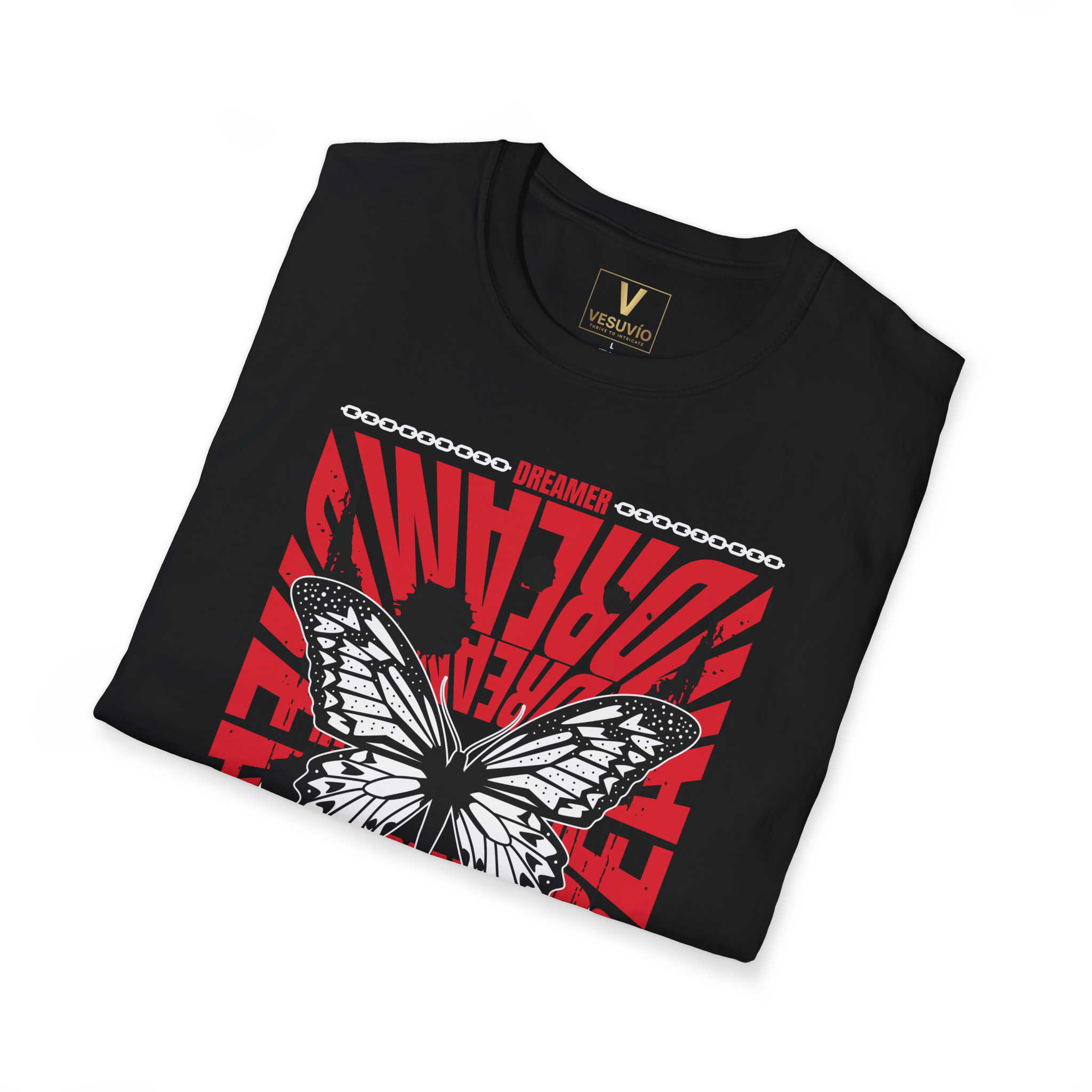 Street Art Butterfly T-Shirt – Red Graphic ‘Streetart’ Design