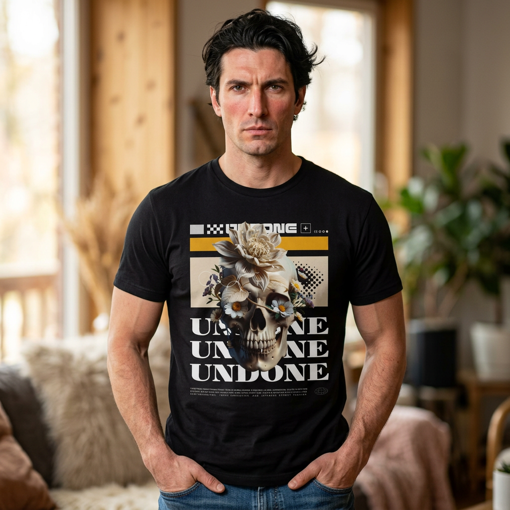 Skull & Floral Graphic T-Shirt — 'Undone' Retro Streetwear