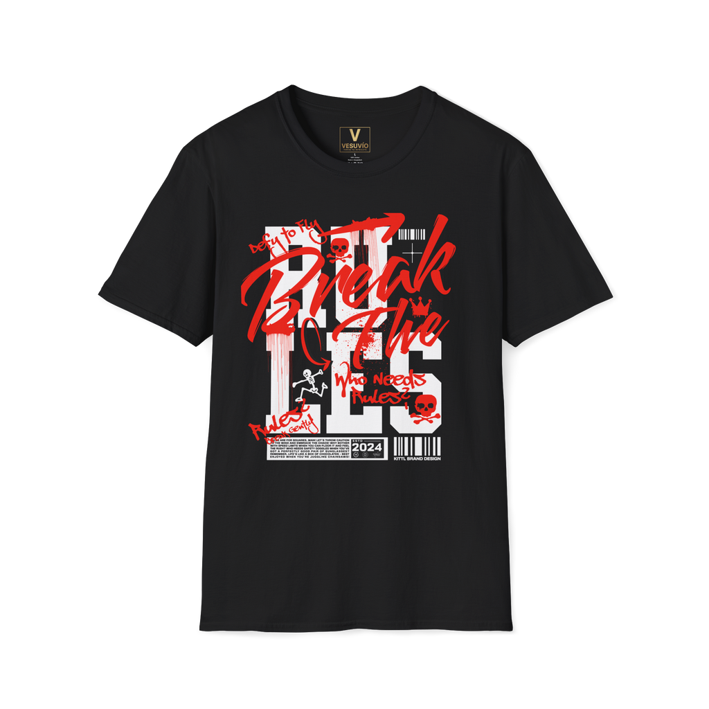 Break the Rules Graphic T-Shirt — Bold Red Streetwear Design