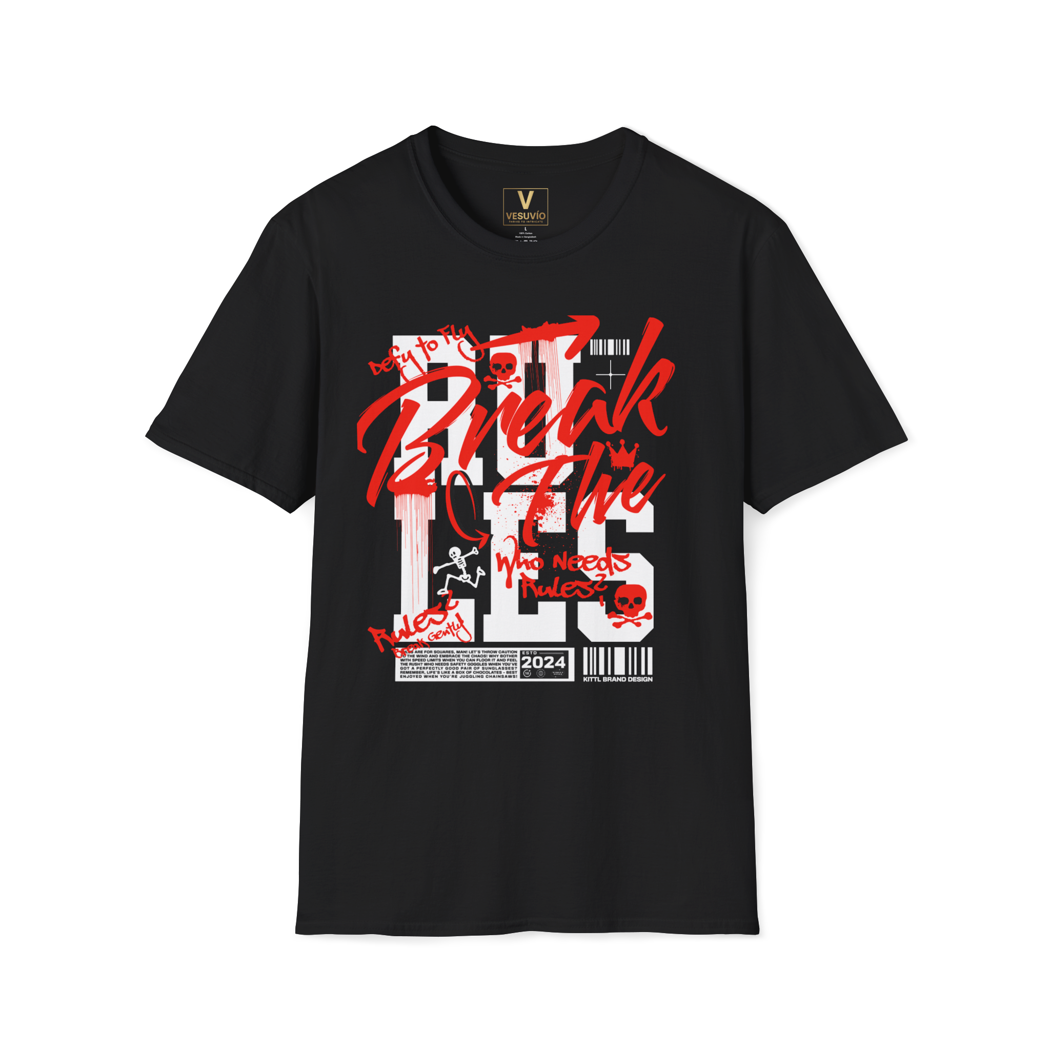 Break the Rules Graphic T-Shirt — Bold Red Streetwear Design
