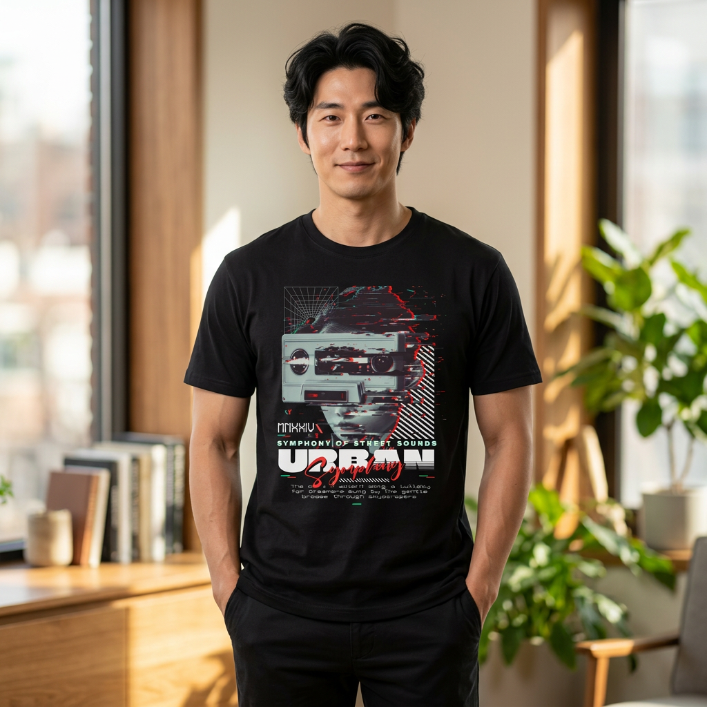 Retro Cassette Tee — Glitch Vaporwave Urban Music Graphic T-Shirt