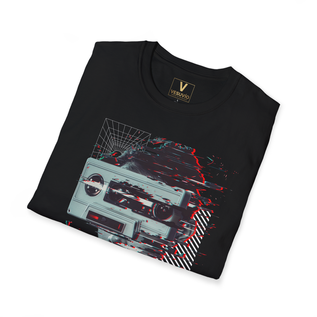 Retro Cassette Tee — Glitch Vaporwave Urban Music Graphic T-Shirt
