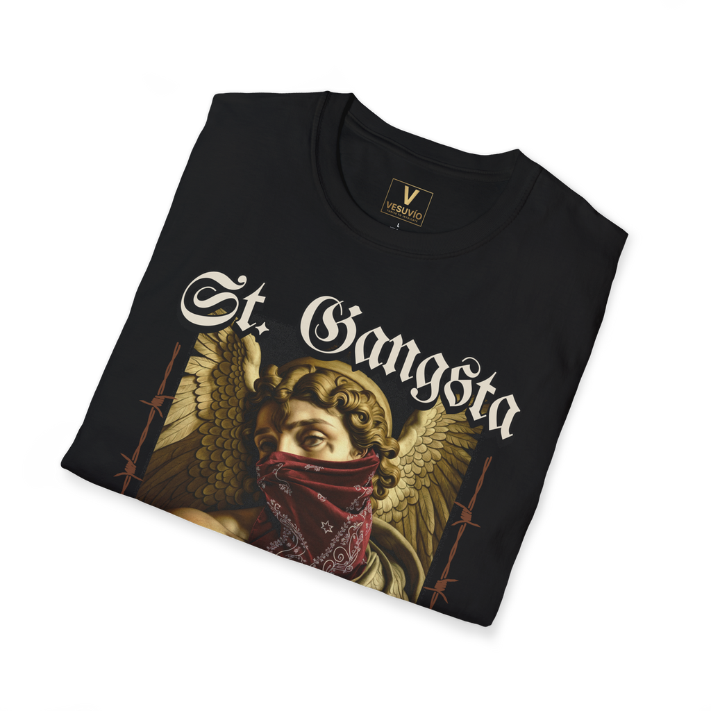 St. Gangsta Graphic Tee — Angel with Bandana Vintage Streetwear