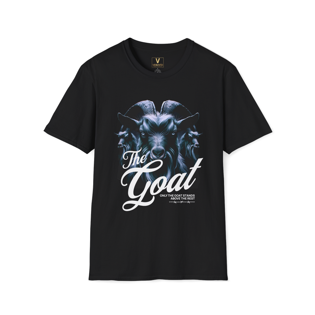 GOAT Graphic T-Shirt — Bold Goat Head Illustration with "The Goat" Script