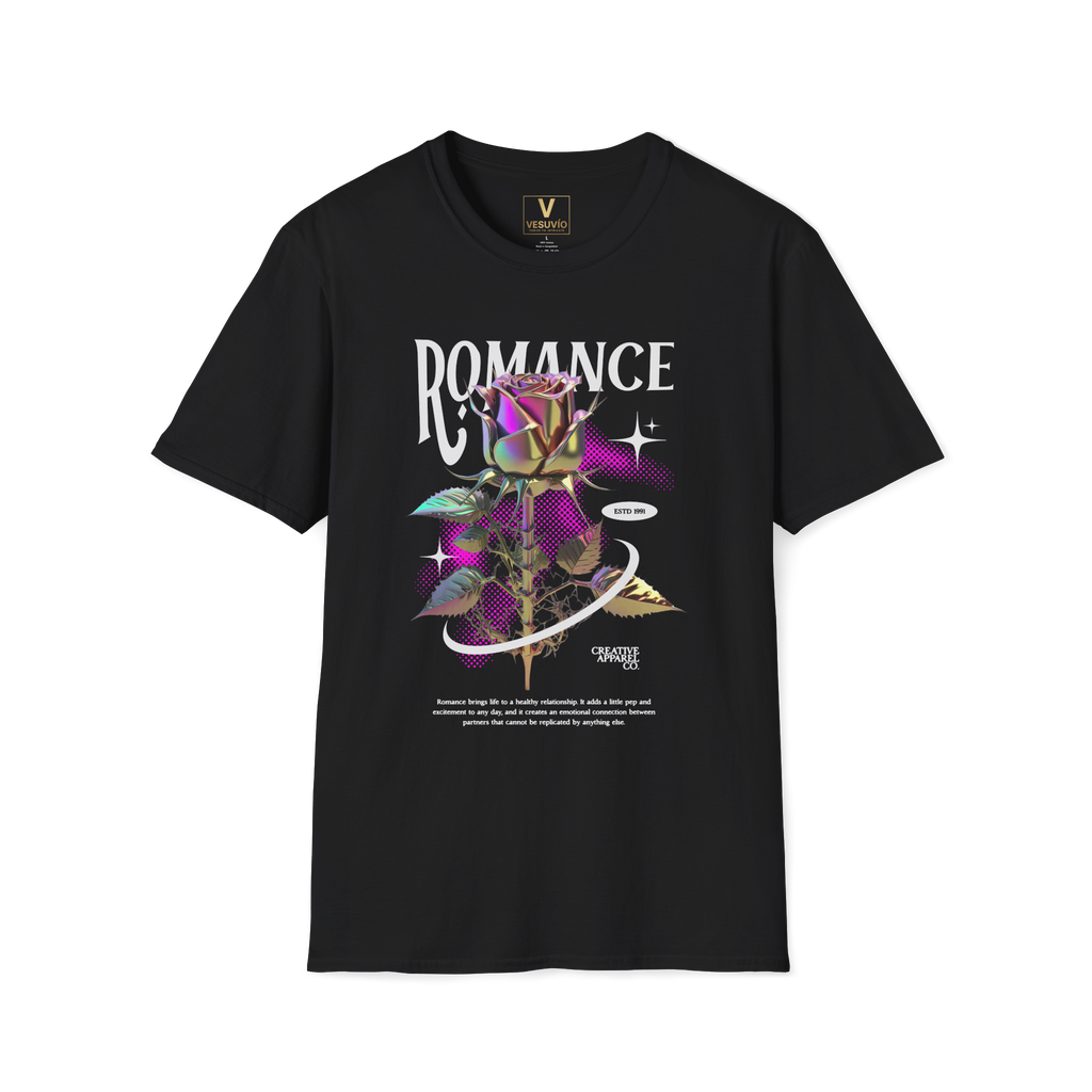 Romance Iridescent Rose Graphic T-Shirt — Vintage Vaporwave Floral Tee