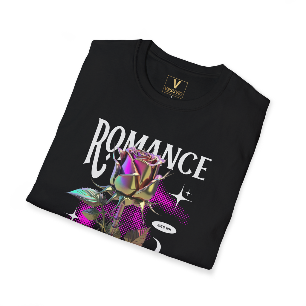 Romance Iridescent Rose Graphic T-Shirt — Vintage Vaporwave Floral Tee