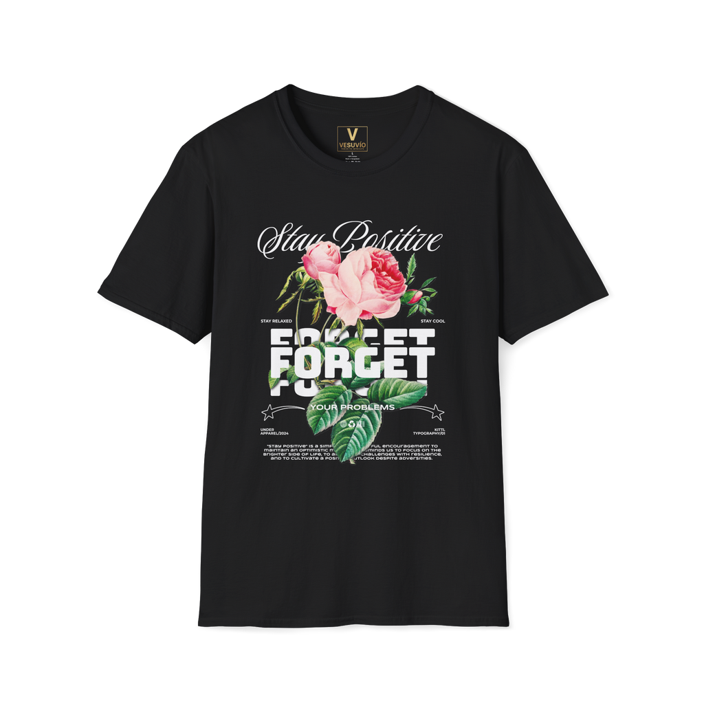 Stay Positive Floral T-Shirt — 'Stay Positive' Rose Graphic Tee