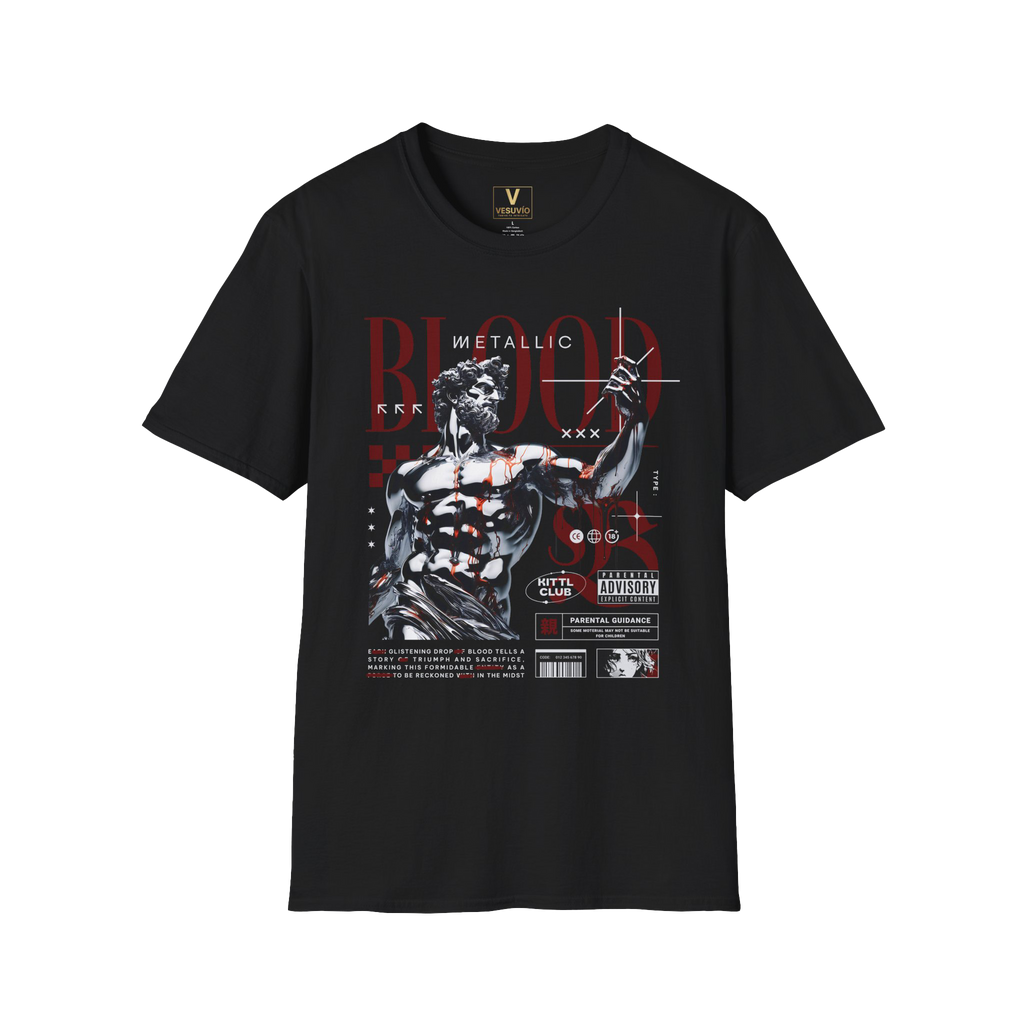 Graphic T‑Shirt — 'BLOOD' Urban Statue Art Tee