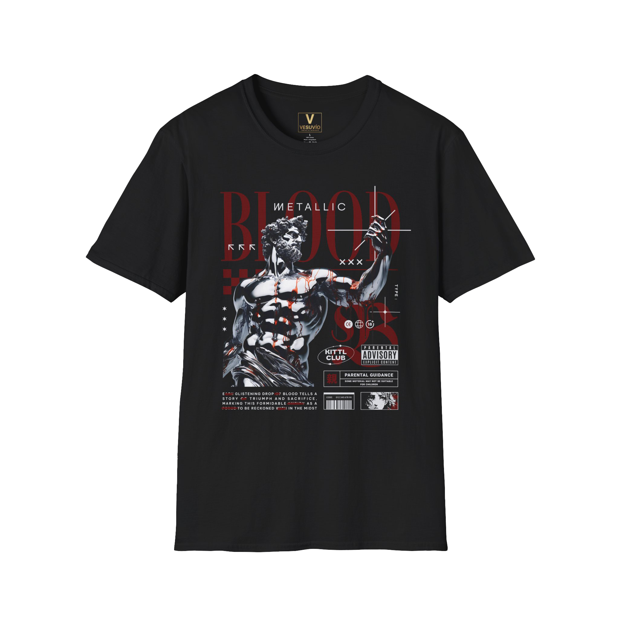 Graphic T‑Shirt — 'BLOOD' Urban Statue Art Tee