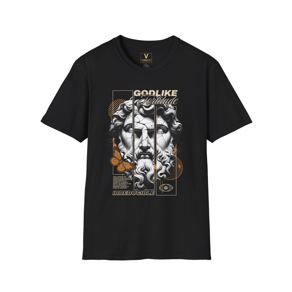 Godlike Classical Bust Graphic T-Shirt | Statue Head, Retro Orange Accents
