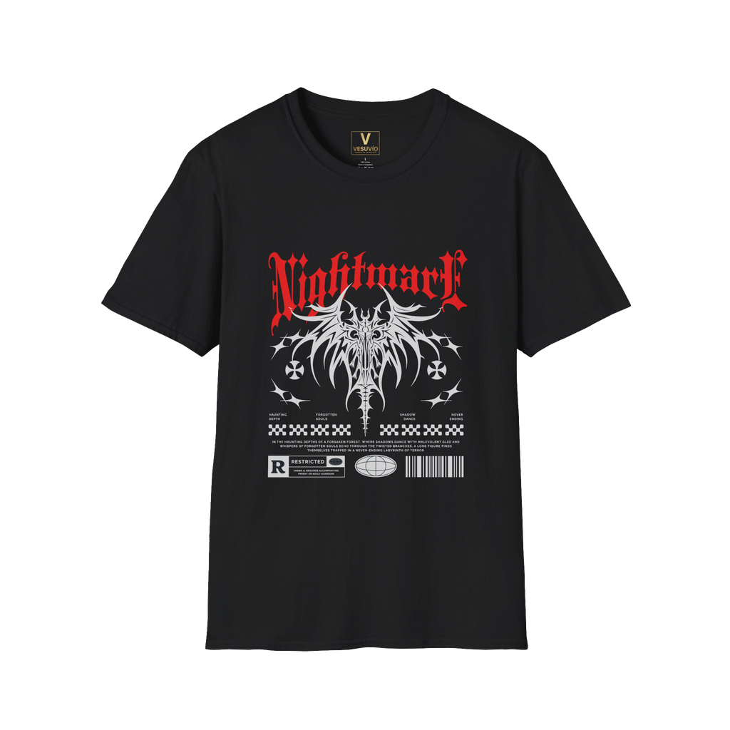 Nightmare Gothic T-Shirt — Red Logo & Dark Metal Graphic Tee