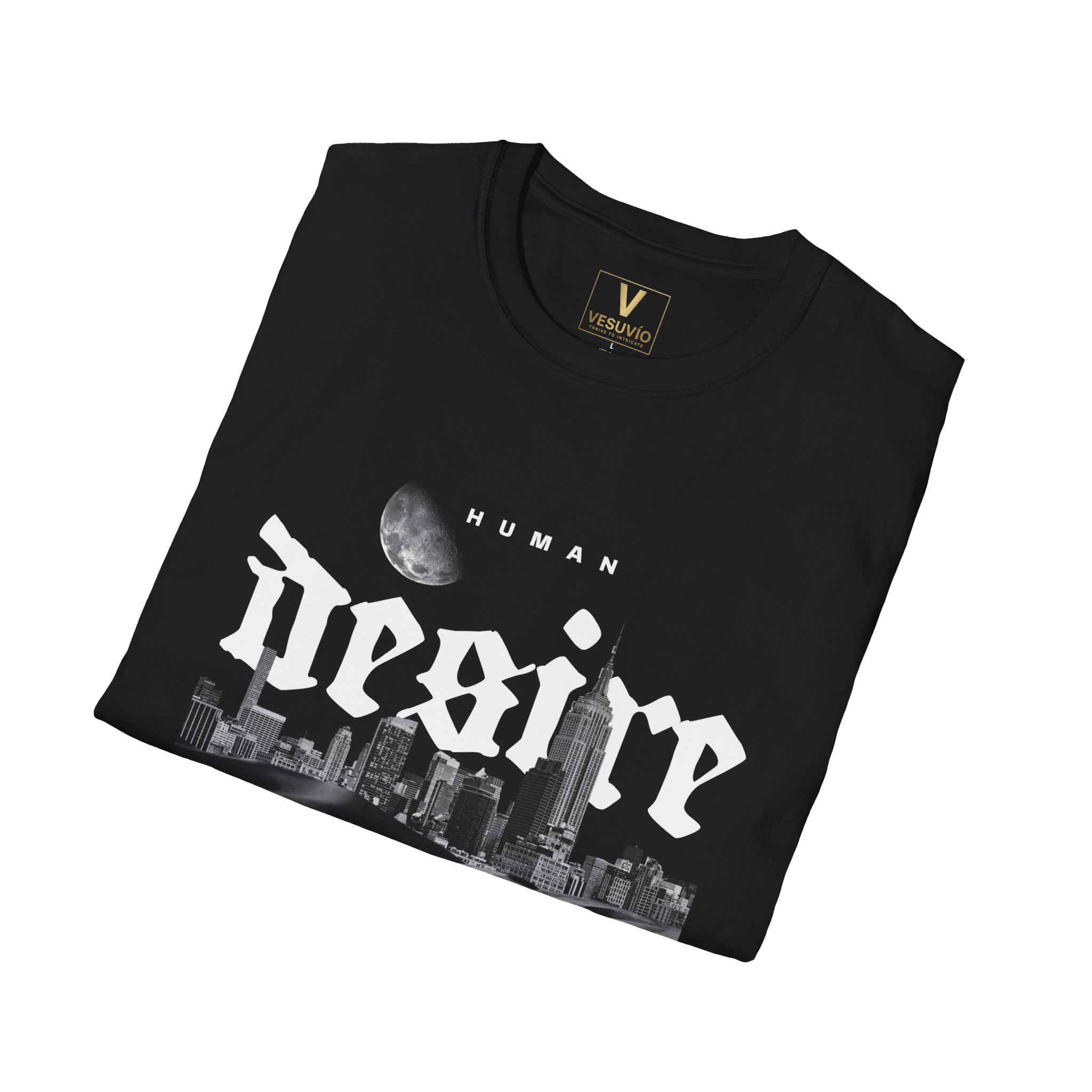 Desire Graphic T-Shirt — Black Gothic Cityscape Tee