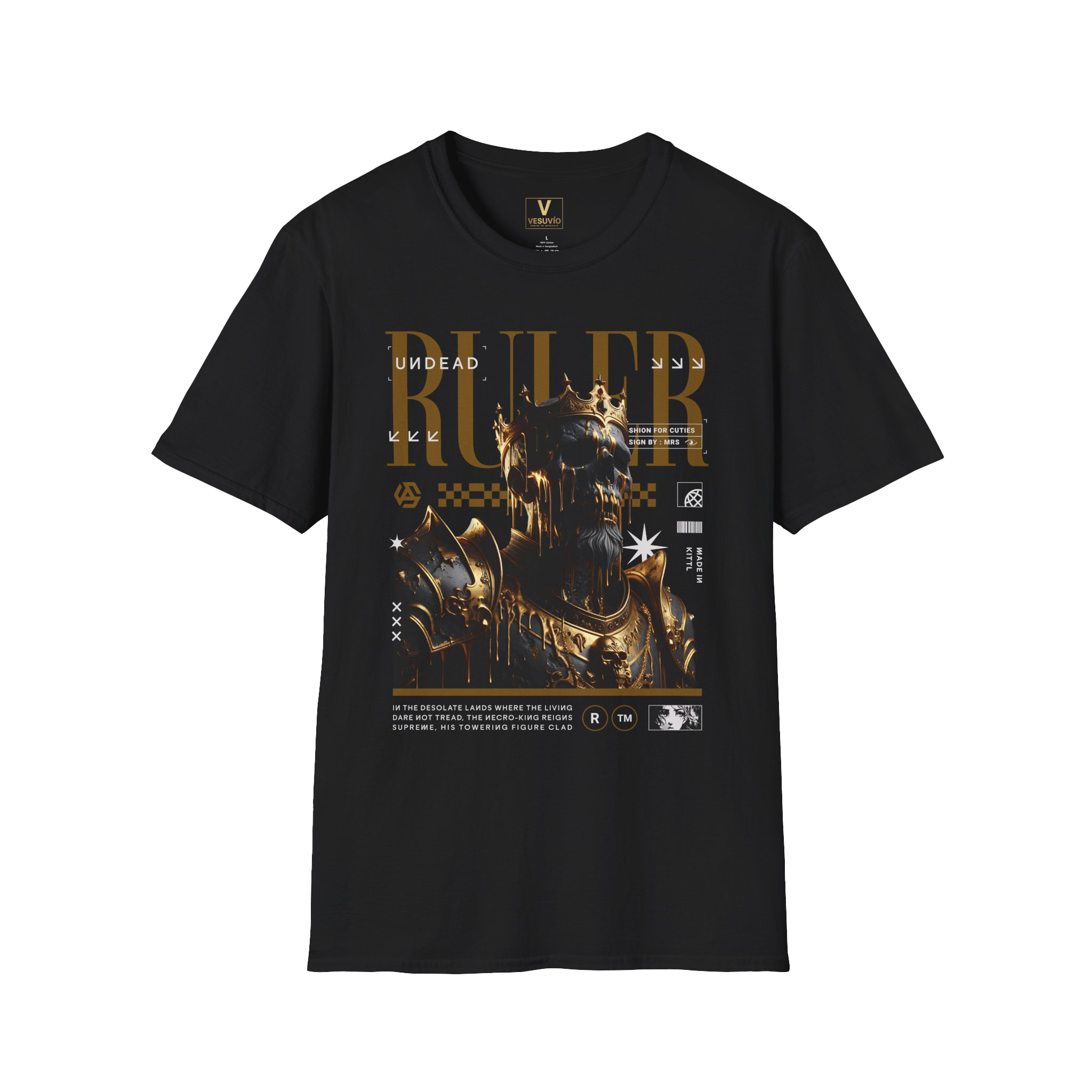 Ruler Graphic T-Shirt — Gold Knight Armor Design