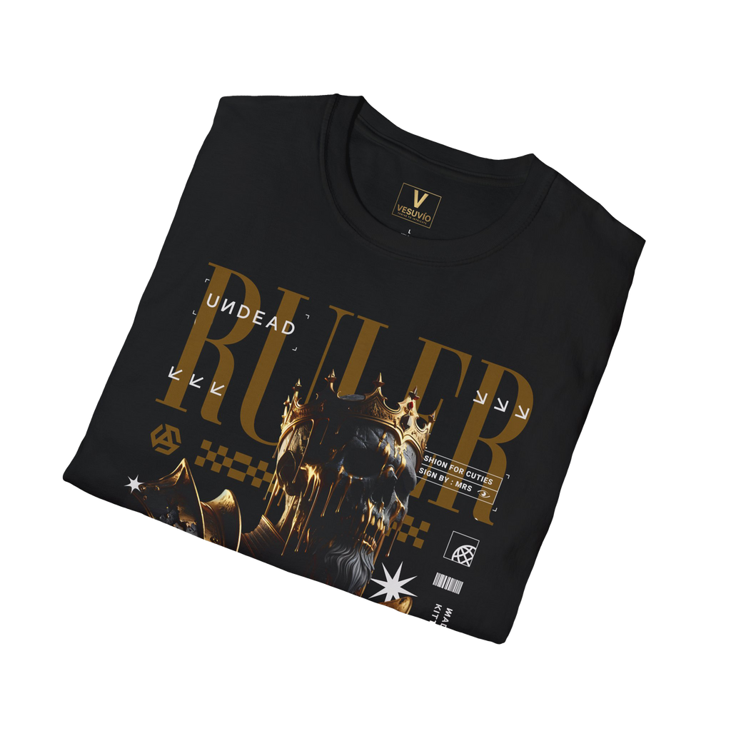 Ruler Graphic T-Shirt — Gold Knight Armor Design