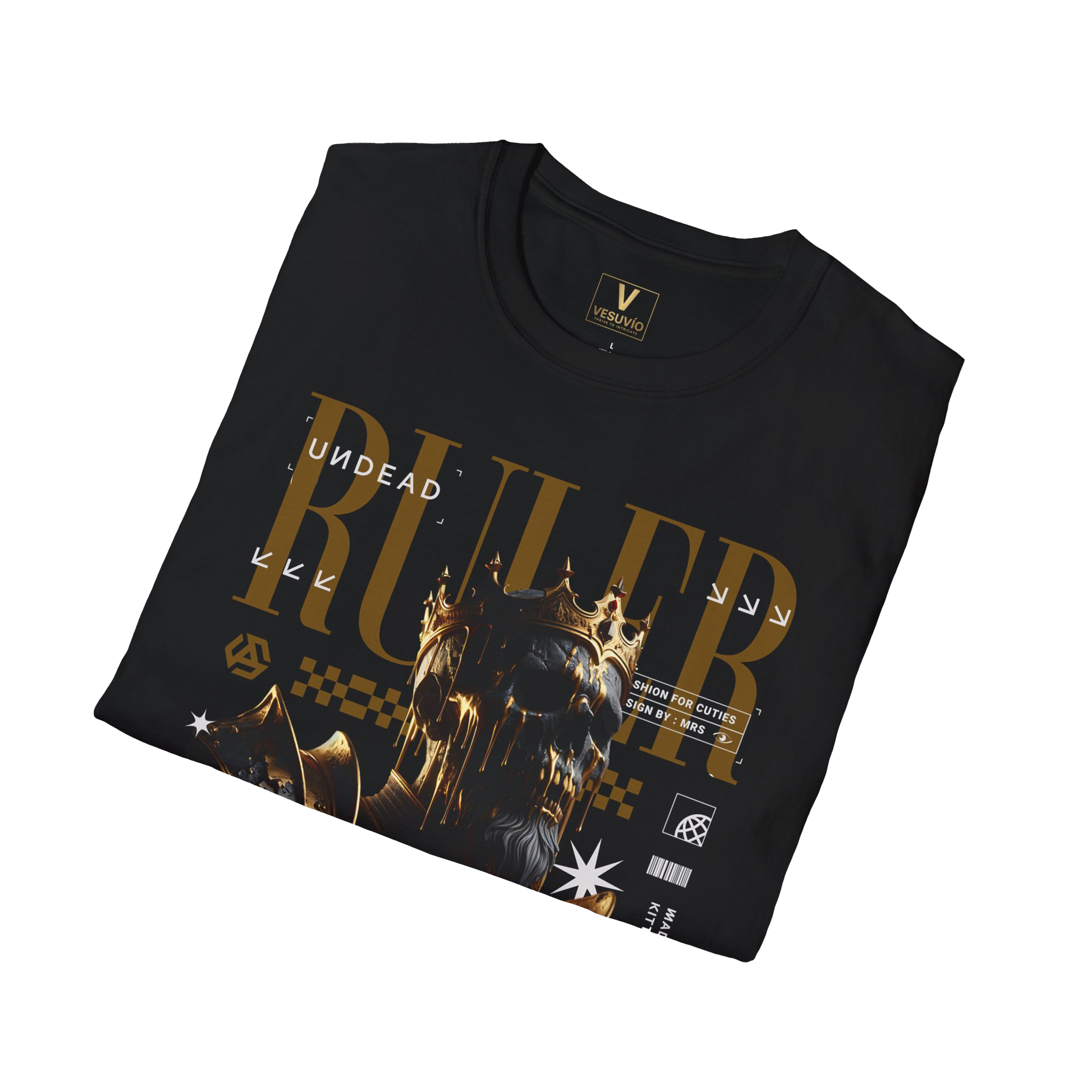 Ruler Graphic T-Shirt — Gold Knight Armor Design