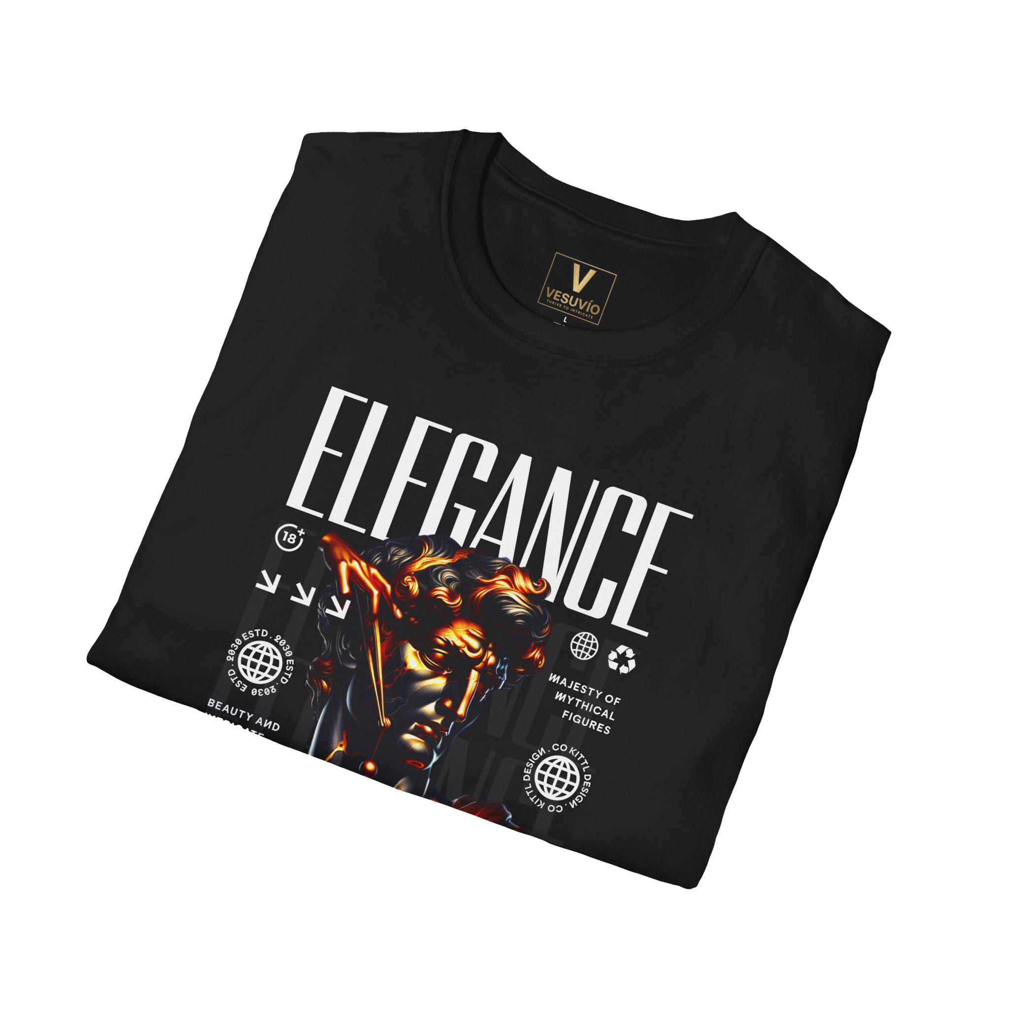 Elegance Statue Graphic T-Shirt | Bronze Sculpture, Checkerboard Elements