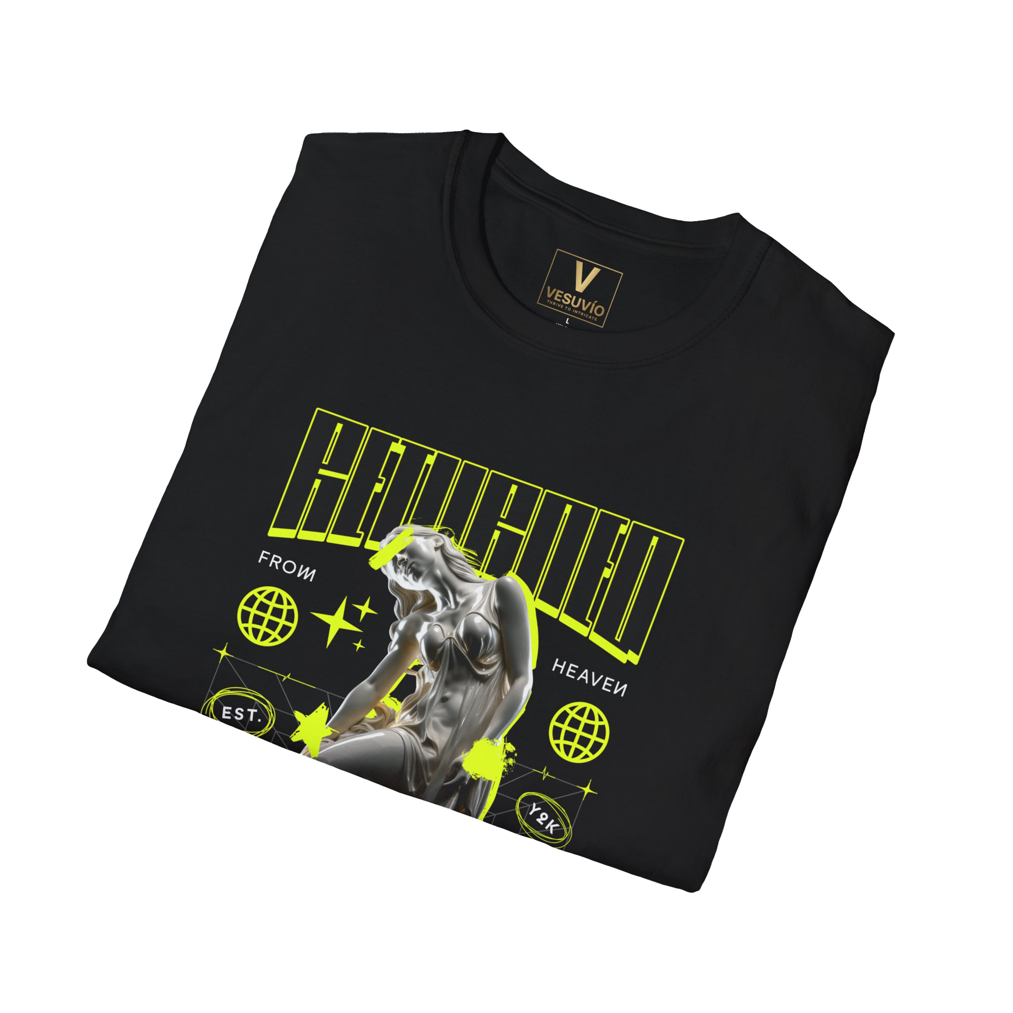 Retro Futuristic Statue Graphic T-Shirt — "Back to Being Human" Streetwear