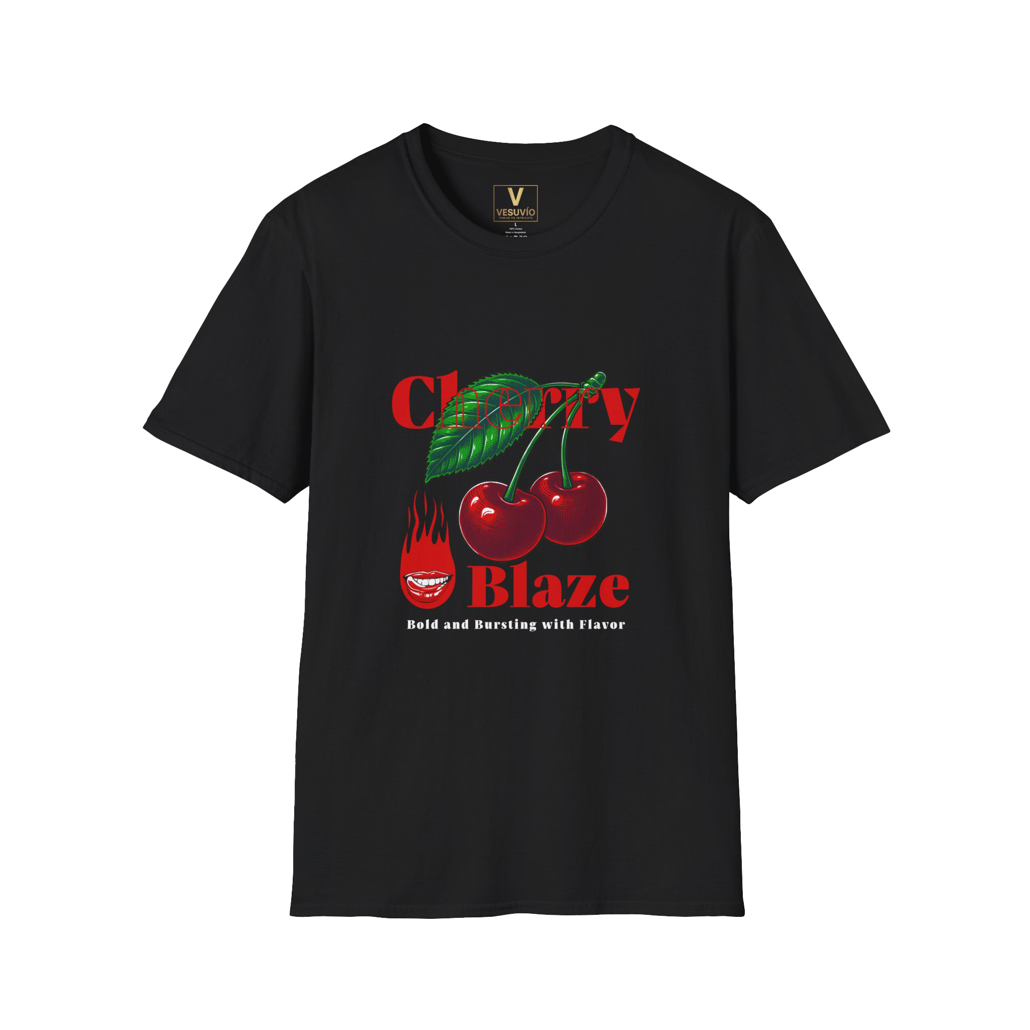 Cherry Blaze T-Shirt — Bold Red Cherry Graphic with "Cherry Blaze" Text